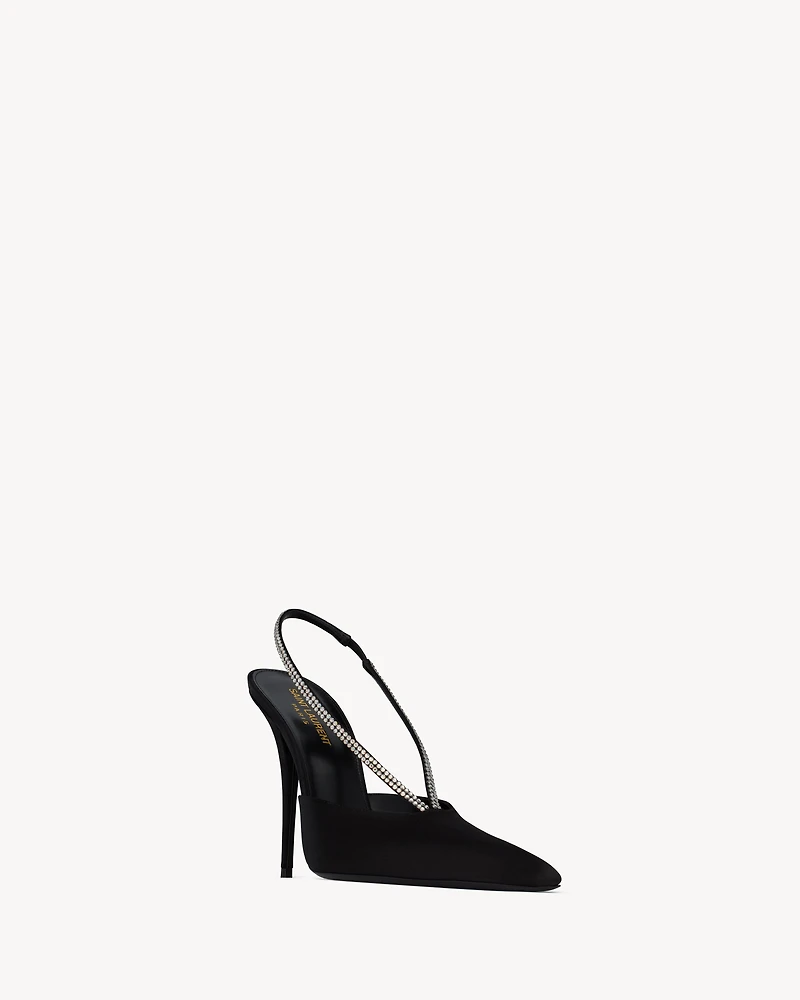 AMANDA slingback pumps satin crepe and rhinestones