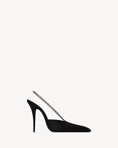 AMANDA slingback pumps satin crepe and rhinestones