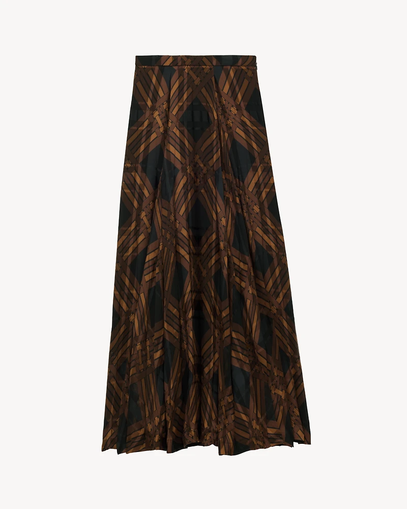 diamond pleated maxi skirt silk