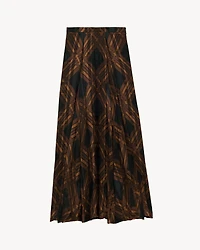 diamond pleated maxi skirt silk