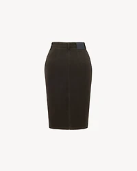 pencil skirt deep brown denim