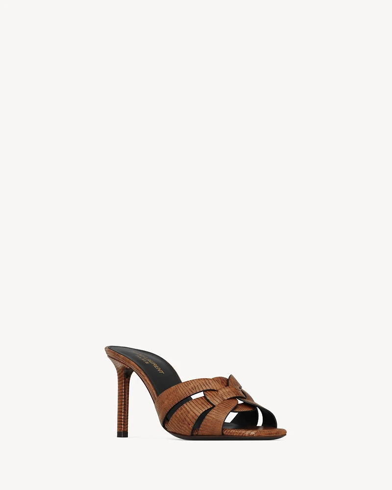 TRIBUTE mules lizard-embossed leather