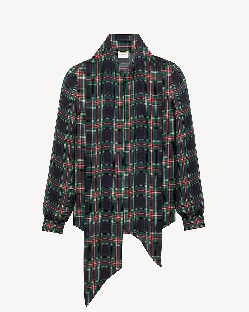 lavallière blouse tartan silk charmeuse