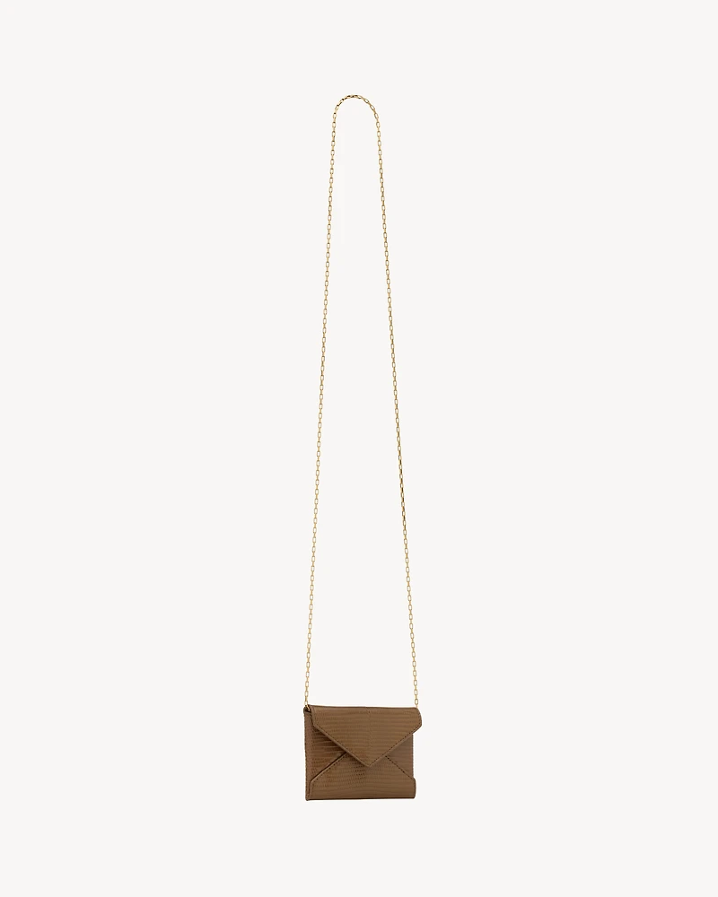 LETTER chain card case in lizard