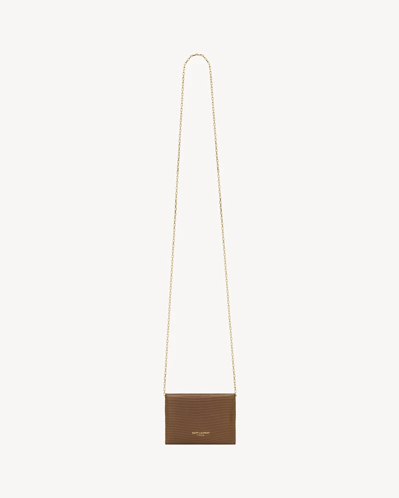 LETTER chain card case in lizard