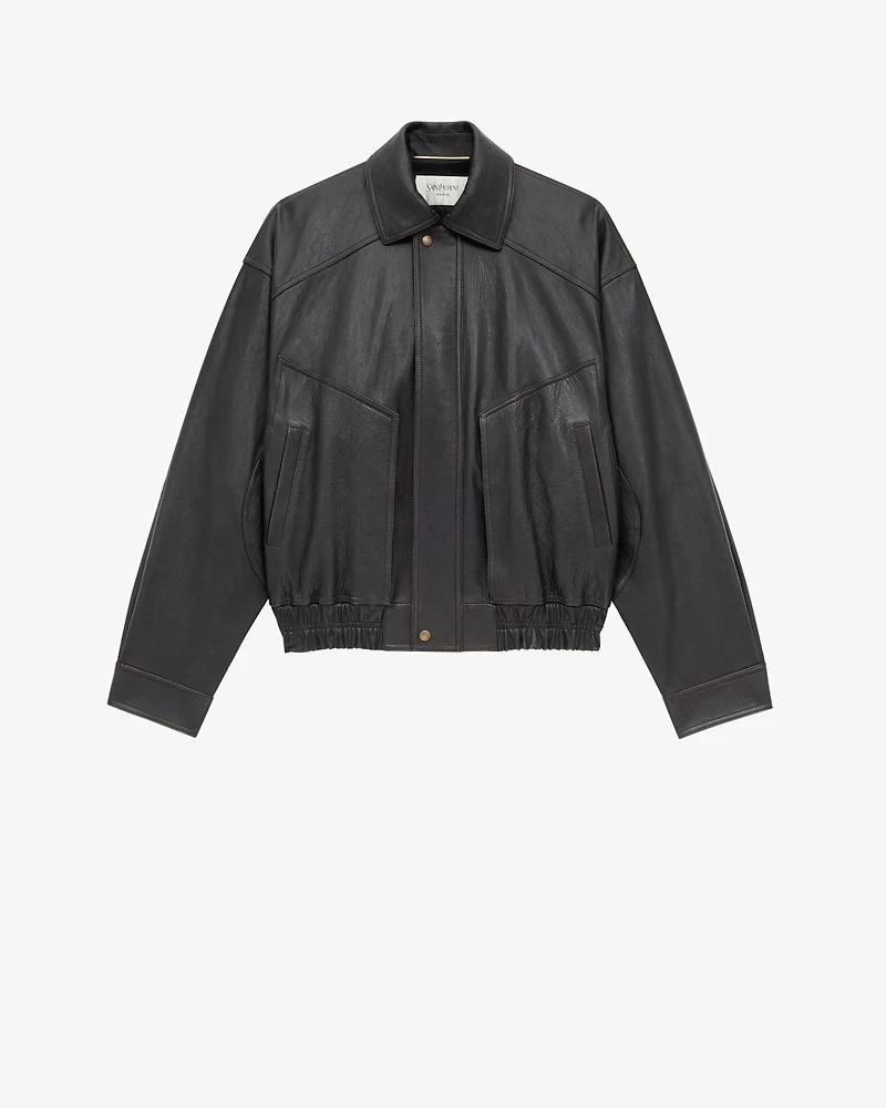 bomber jacket grained lambskin