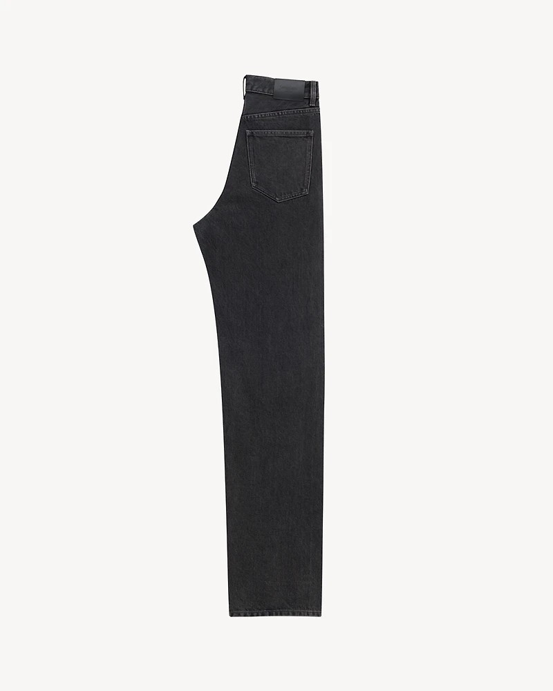 v-waist long baggy jeans 90's french black denim
