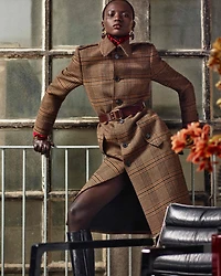 long coat prince of wales wool