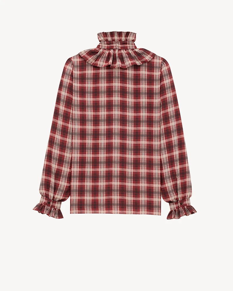 poet blouse plaid silk