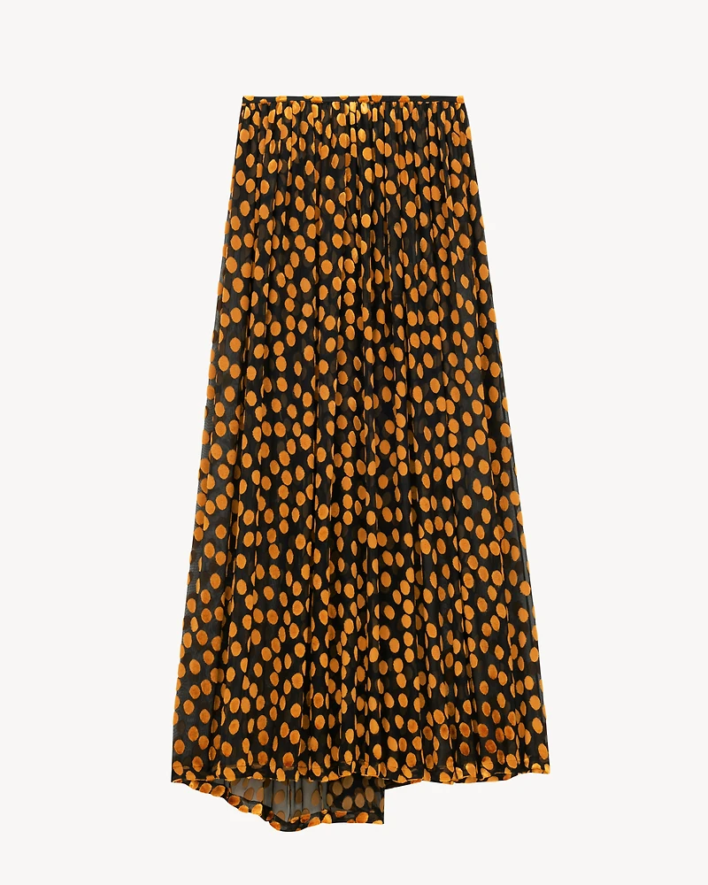 split maxi skirt velvet dotted silk muslin