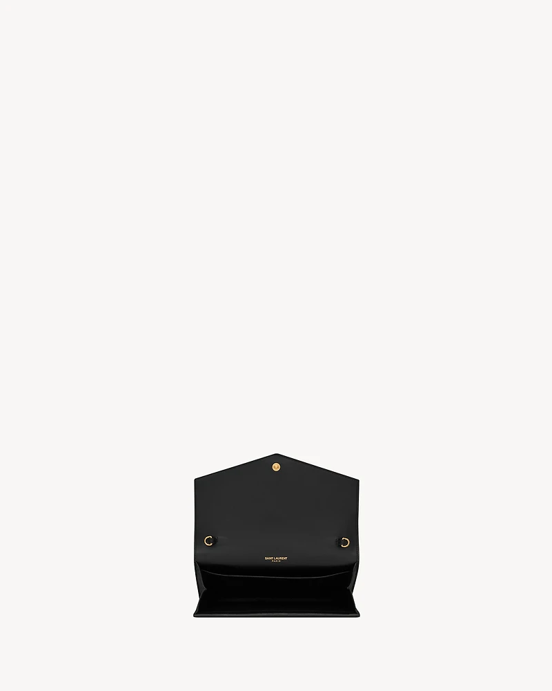 Uptown chain wallet in shiny crocodile-embossed leather