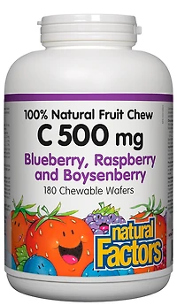 C 500 mg 100% Natural Fruit Chew, Blueberry, Raspberry and Boysenberry