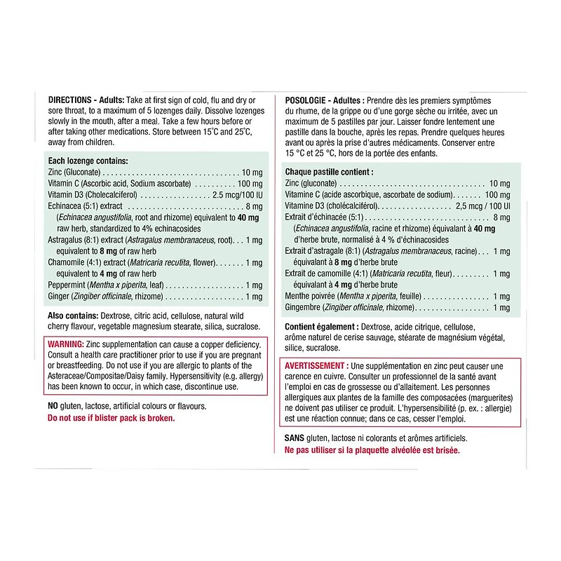 Zinc with Echinacea, Vitamin C+D - Wild Cherry