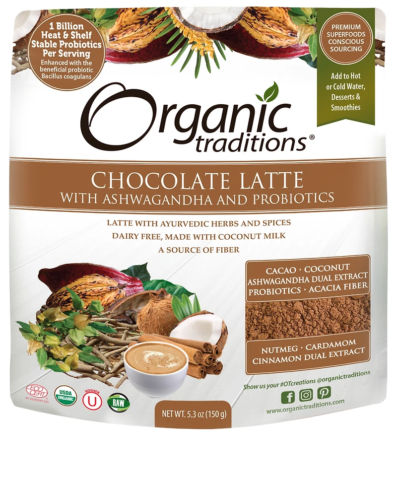 Organic Chocolate Latte with Ashwagandha & Probiotics