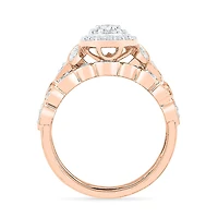 Womens 1/ CT. T.W. Natural White Diamond 10K Gold Oval Bridal Set