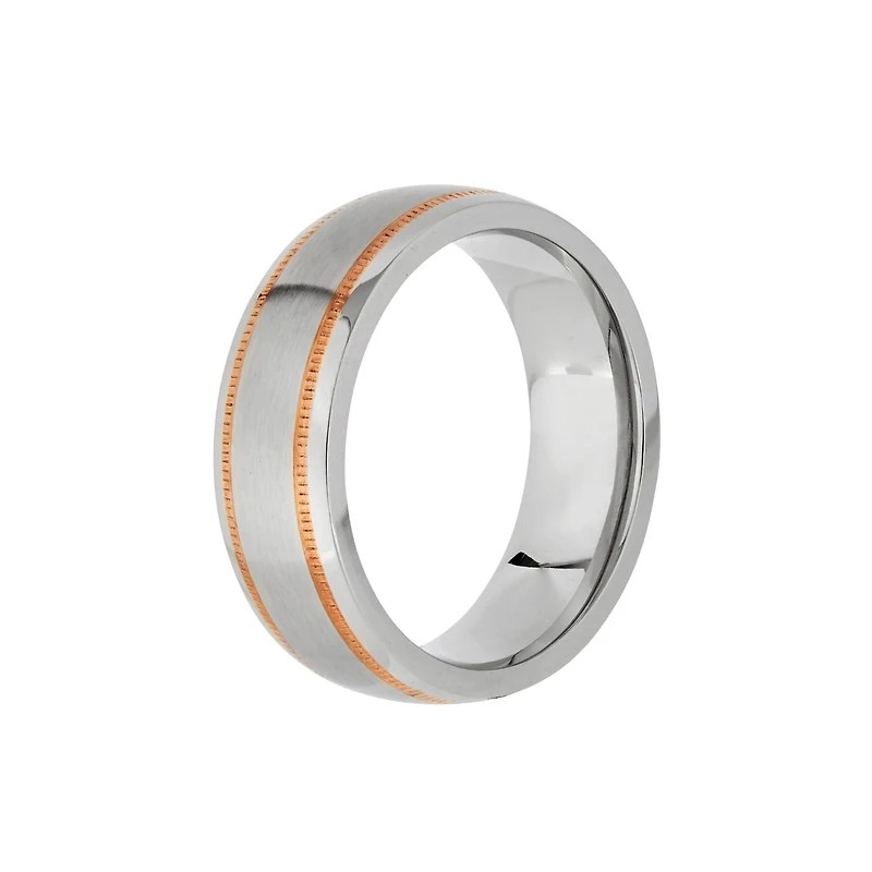 Mens 8MM 10K Rose Gold Cobalt Wedding Band