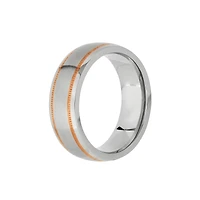 Mens 8MM 10K Rose Gold Cobalt Wedding Band