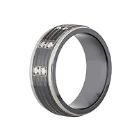 Mens 8MM 1/8 CT. T.W. Natural White Diamond Titanium Wedding Band