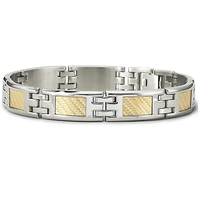 Mens 18K Gold & Steel Bracelet