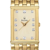Bulova Diamond Mens Gold Tone Bracelet Watch 97f52