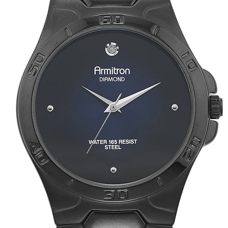 Armitron® Mens Black Stainless Watch
