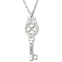 Personalized Sterling Silver Key Name Pendant Necklace