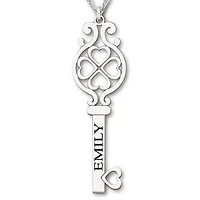 Personalized Sterling Silver Key Name Pendant Necklace