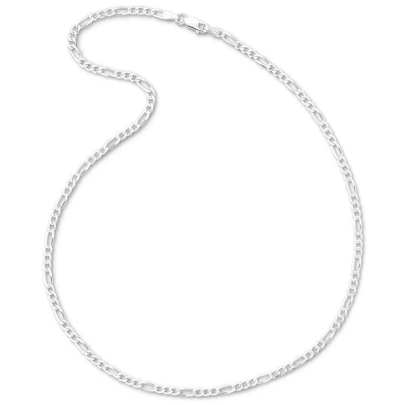 Made in Italy Womens Sterling Silver 20 Inch Figaro Chain Necklace