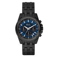 Relic By Fossil Mens Chronograph Multi-Function Black Stainless Steel Bracelet Watch Zr66035