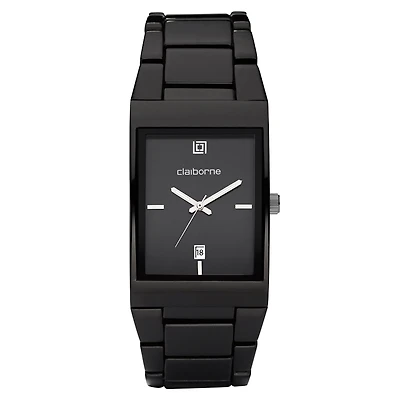 Claiborne Mens Black Ionic Plating Watch