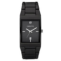 Claiborne Mens Black Ionic Plating Watch