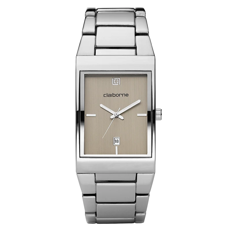 Claiborne Mens Silver-Tone Dress Watch