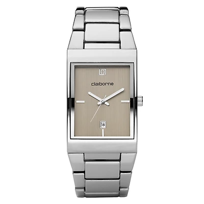 Claiborne Mens Silver-Tone Dress Watch