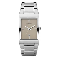 Claiborne Mens Silver-Tone Dress Watch