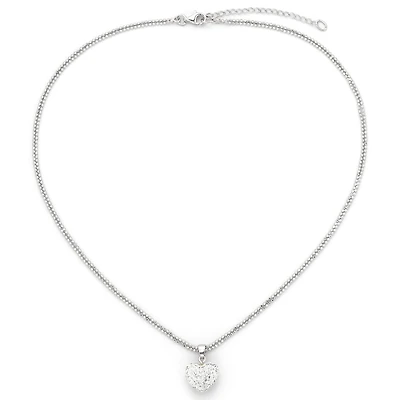 Crystal Heart Pendant Necklace with Double Chain