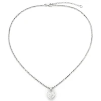Crystal Heart Pendant Necklace with Double Chain