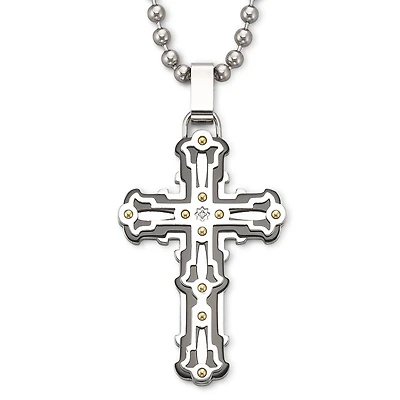 Mens Stainless Steel Cross Pendant Necklace