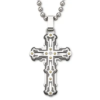 Mens Stainless Steel Cross Pendant Necklace