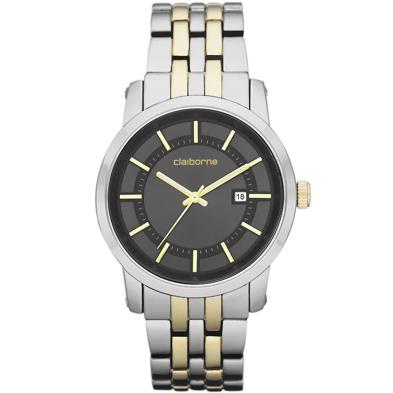 Claiborne Mens Two-Tone Watch