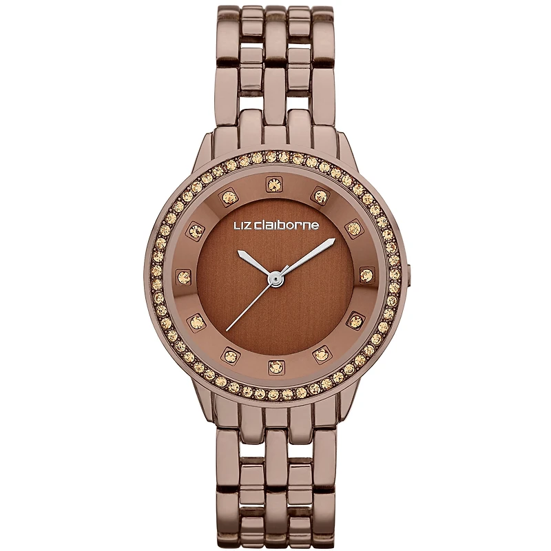 Liz Claiborne® Ladies Brown Watch with Crystals