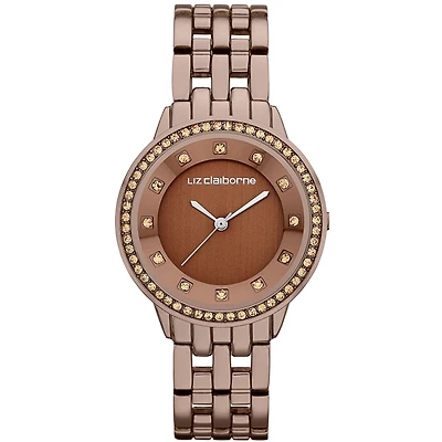 Liz Claiborne® Ladies Brown Watch with Crystals