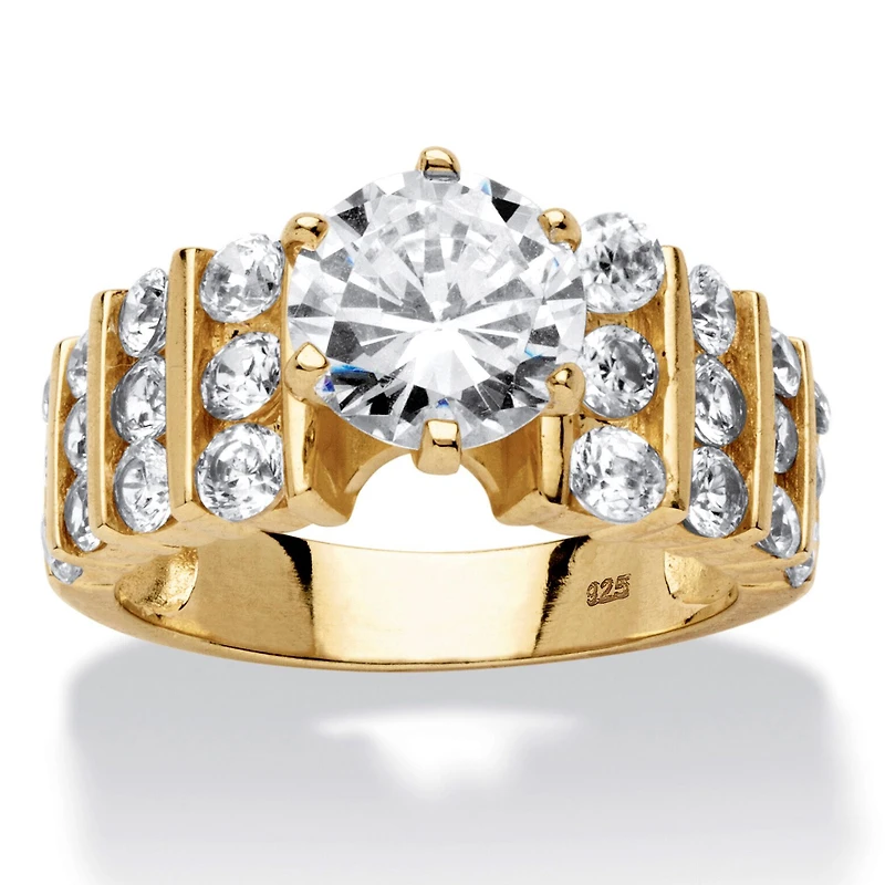 DiamonArt® Womens 1/4 CT. T.W. White Cubic Zirconia 18K Gold Over Silver Engagement Ring