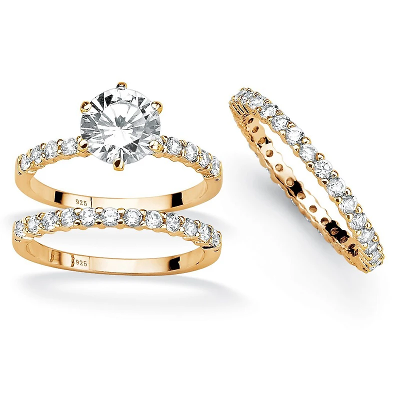 Womens 3 3/4 CT. T.W. Cubic Zirconia 14K Gold Over Silver Bridal Set