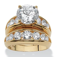 DiamonArt® Womens White Cubic Zirconia 14K Gold Over Silver Bridal Set