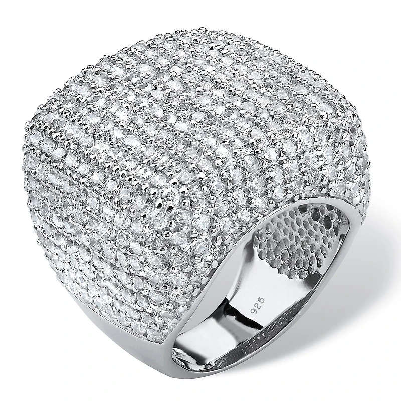 Womens Cubic Zirconia Sterling Silver Cocktail Ring