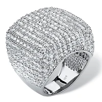 Womens Cubic Zirconia Sterling Silver Cocktail Ring