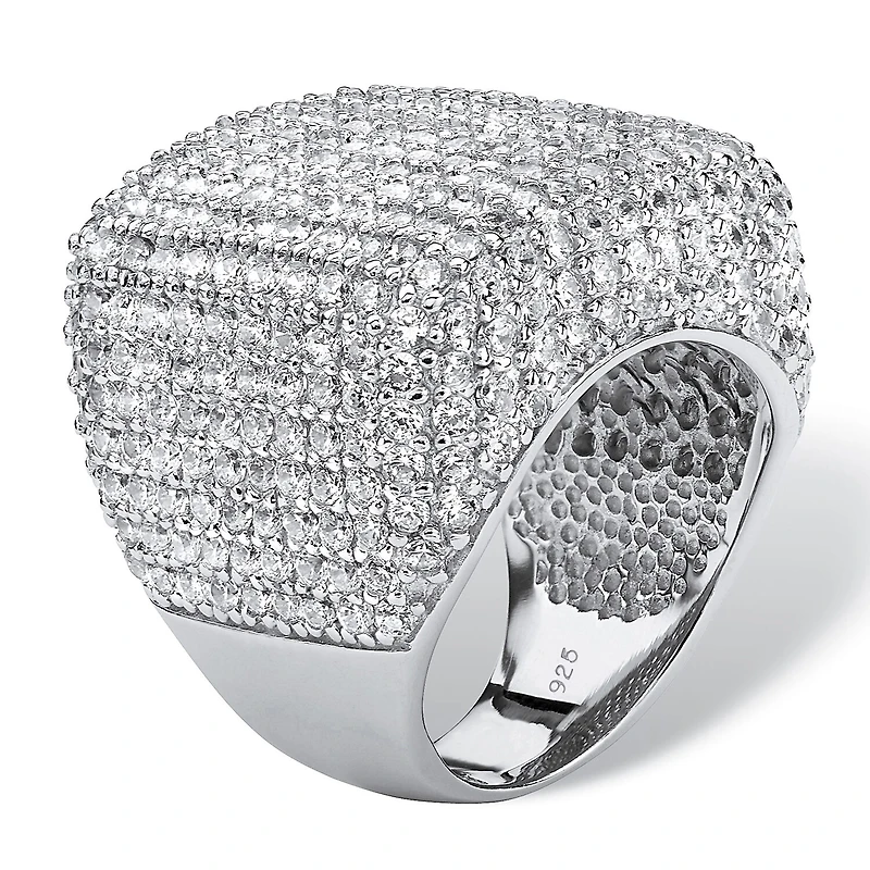 Womens Cubic Zirconia Sterling Silver Cocktail Ring