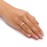 DiamonArt® 2MM / CT. T.W. White Cubic Zirconia 18K Gold Over Silver Band
