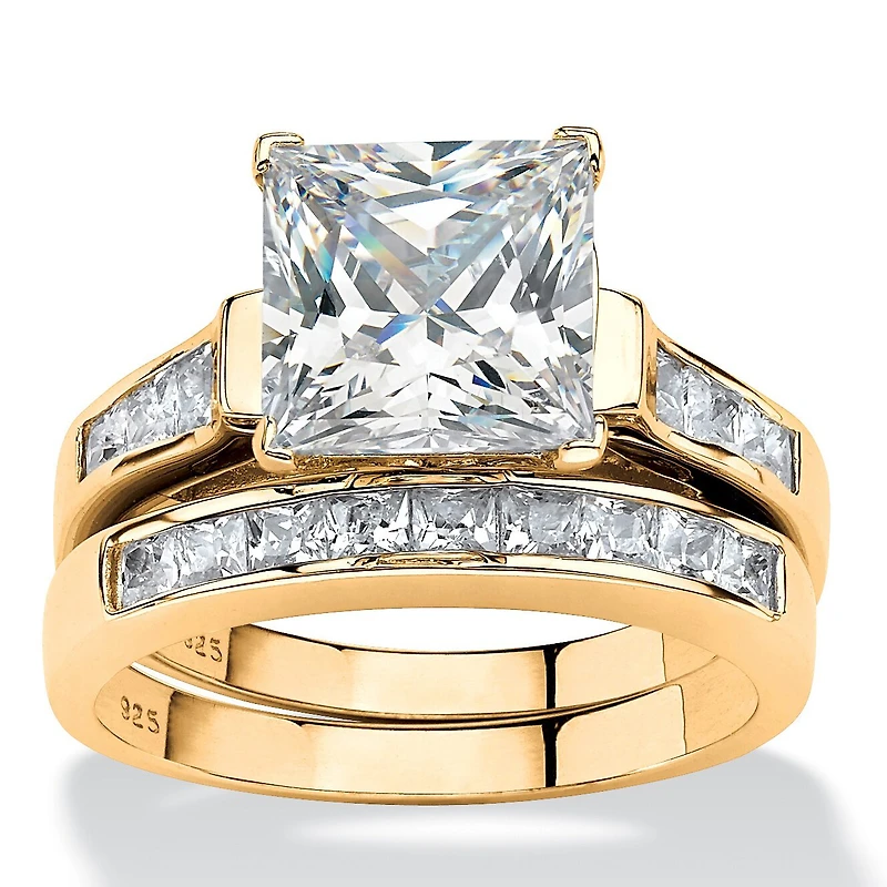DiamonArt® Womens 3/ CT. T.W. White Cubic Zirconia 14K Gold Over Silver Bridal Set