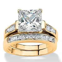 DiamonArt® Womens 3/ CT. T.W. White Cubic Zirconia 14K Gold Over Silver Bridal Set
